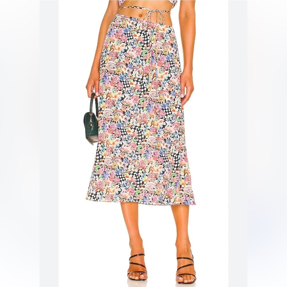 For Love & Lemons Deidre Floral midi Skirt
